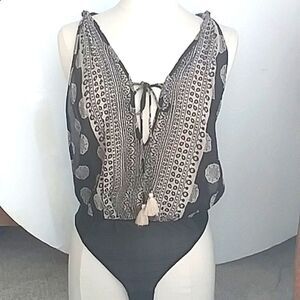 FREE PEOPLE Soul of the Sun Body Suit Black Combo size S